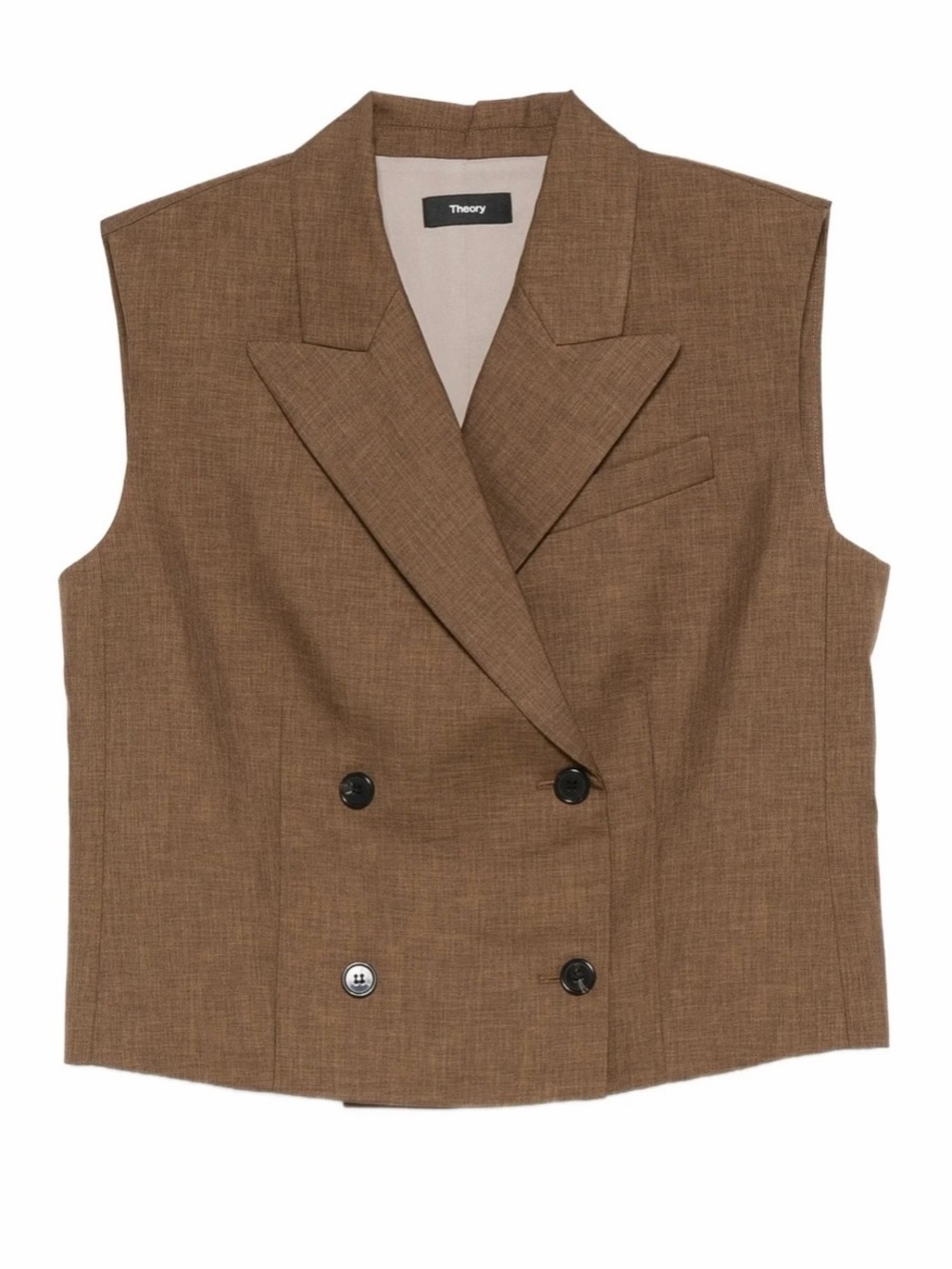 NWT Theory Women's Brown Double-Breasted Sleeveless Blazer Vest 4